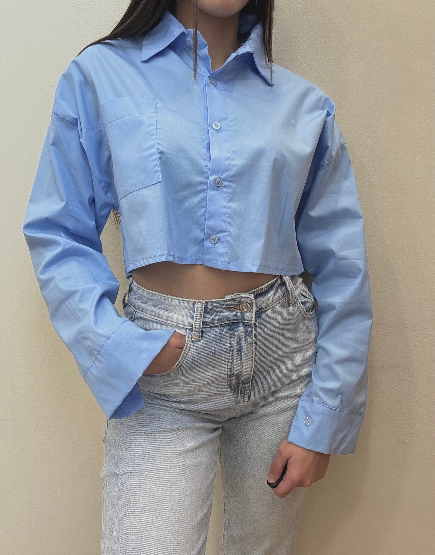 CAMICIA CROP IN COTONE