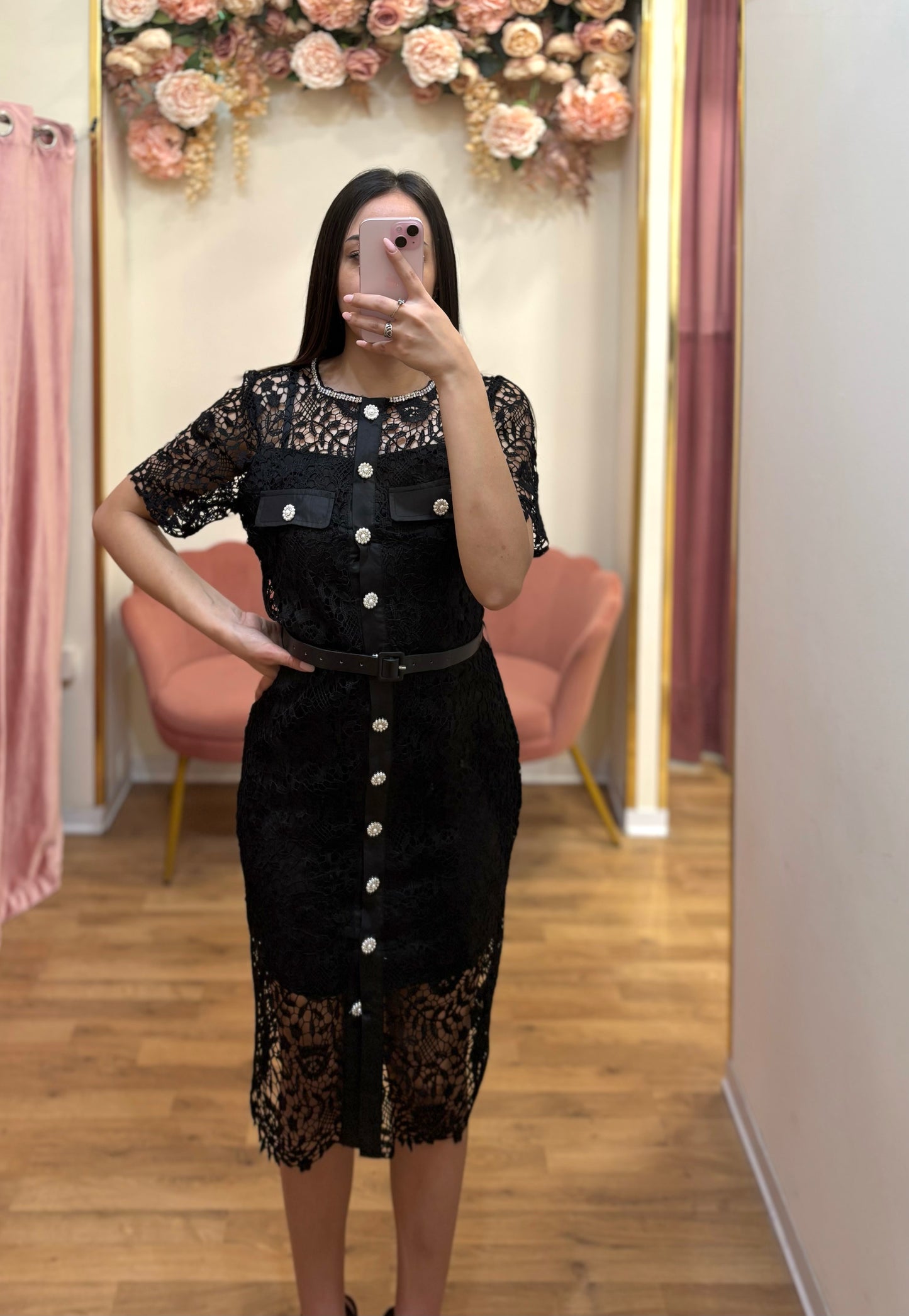 ABITO IN PIZZO MACRAMÈ NERO