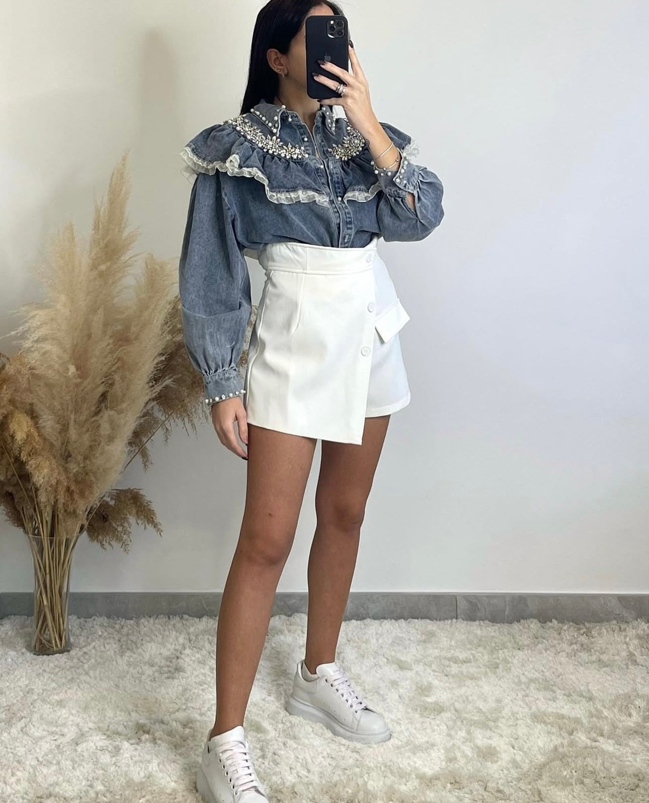 CAMICIA DENIM VOLANT