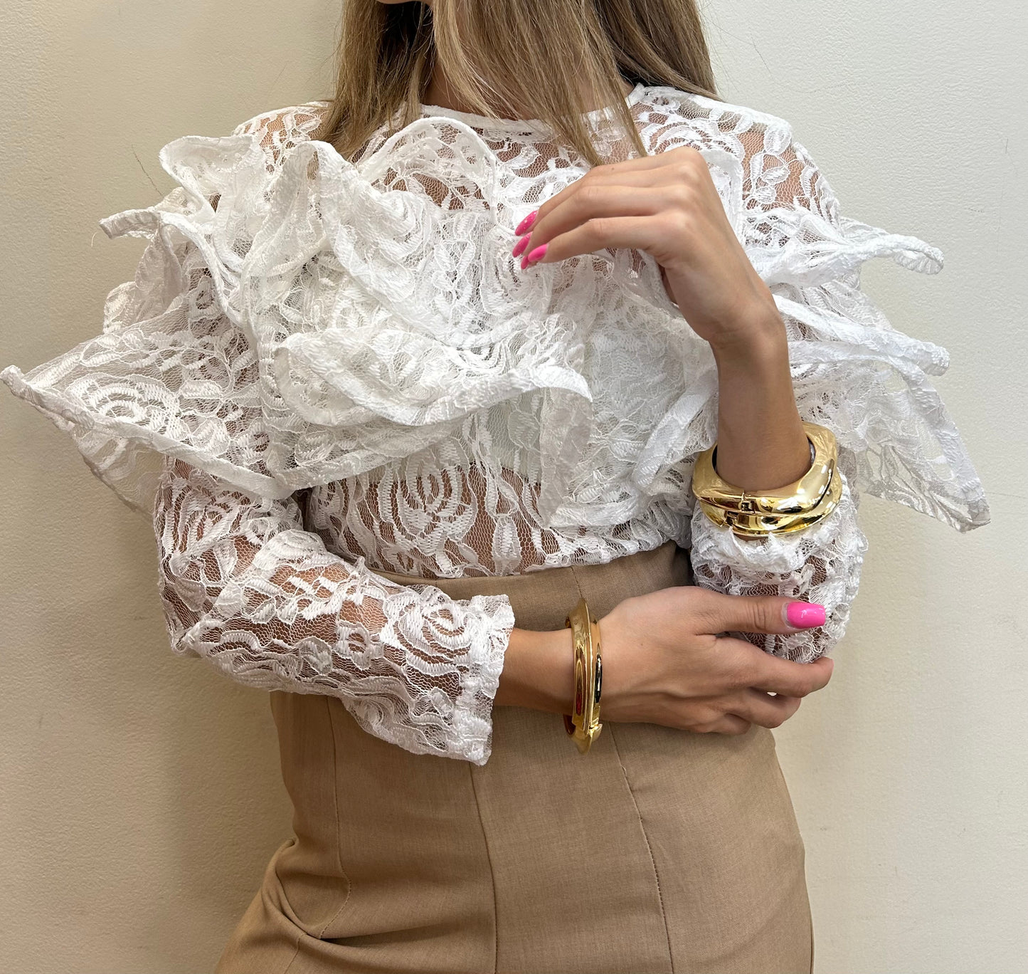 MAGLIA PIZZO CON VOLANT