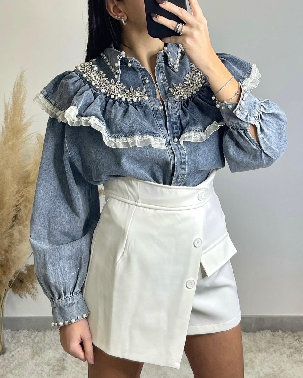 CAMICIA DENIM VOLANT
