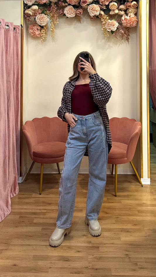 JEANS BALLOON CUCITURE CAMEL