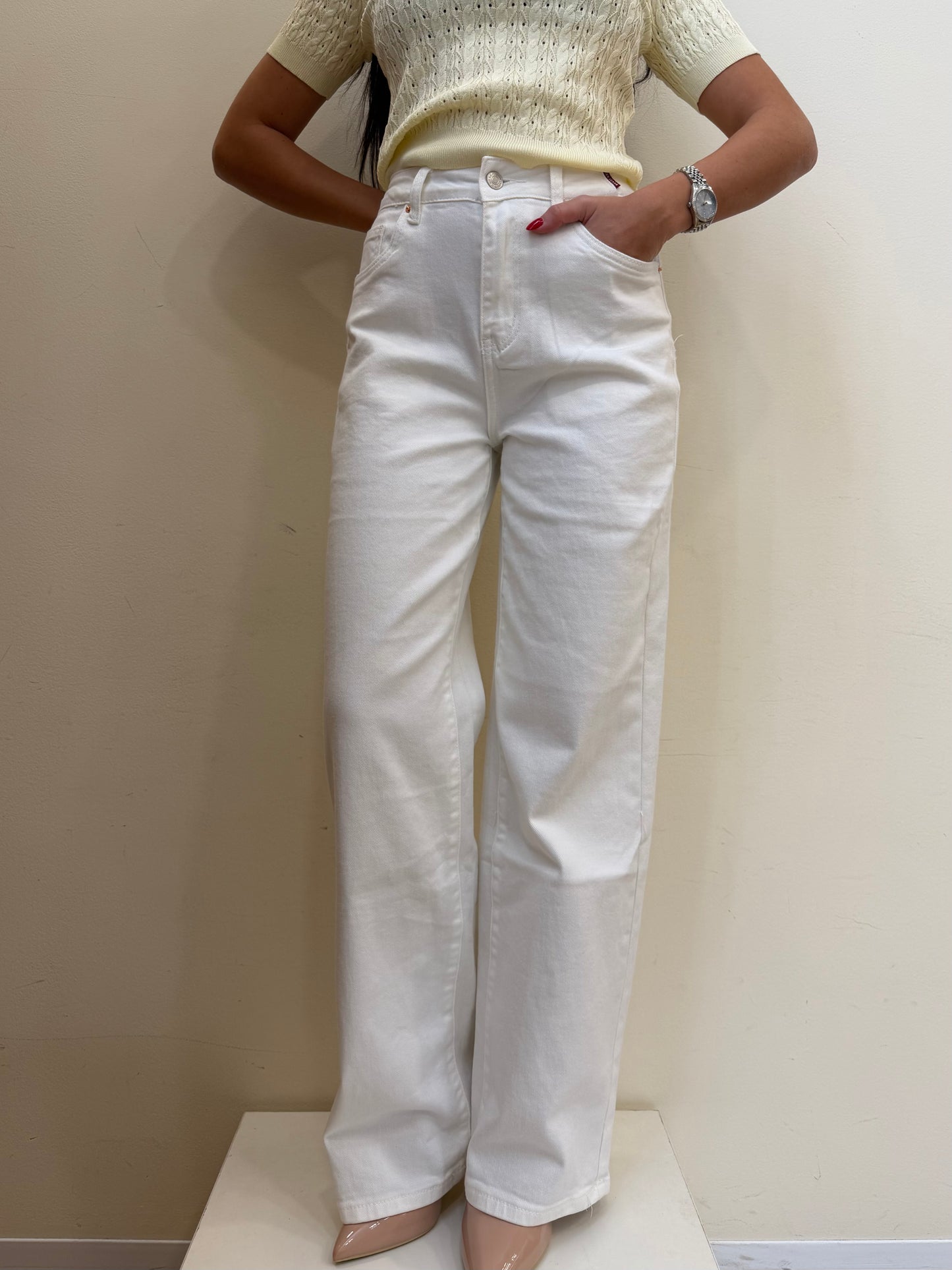 JEANS WIDE LEG BIANCO