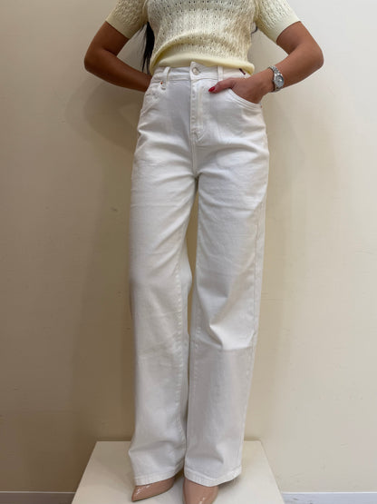 JEANS WIDE LEG BIANCO