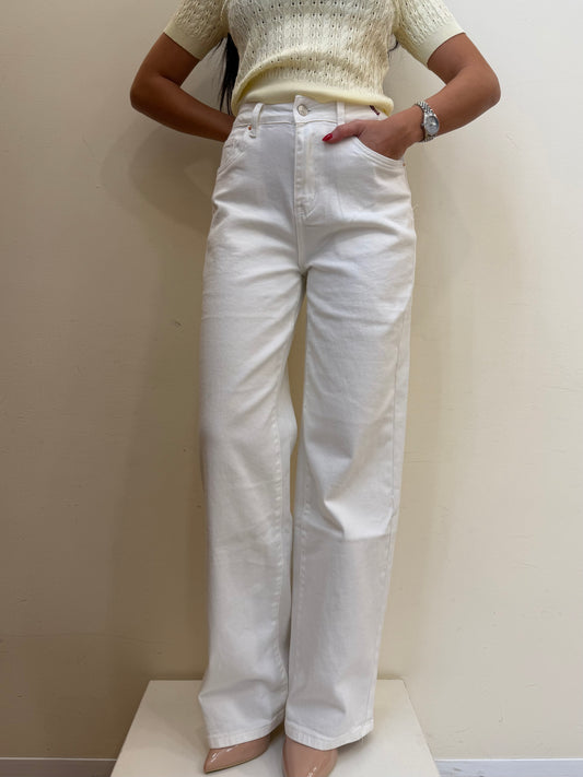JEANS WIDE LEG BIANCO
