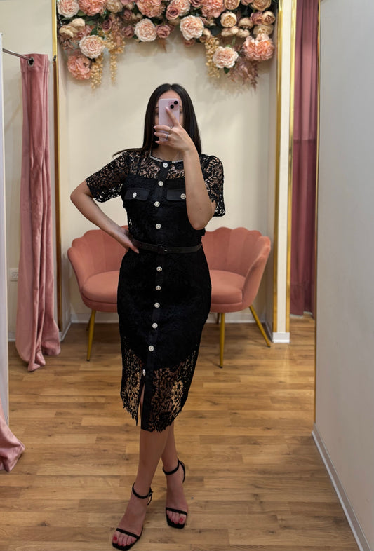 ABITO IN PIZZO MACRAMÈ NERO