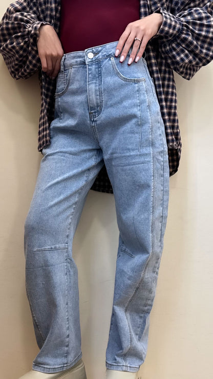 JEANS BALLOON CUCITURE CAMEL