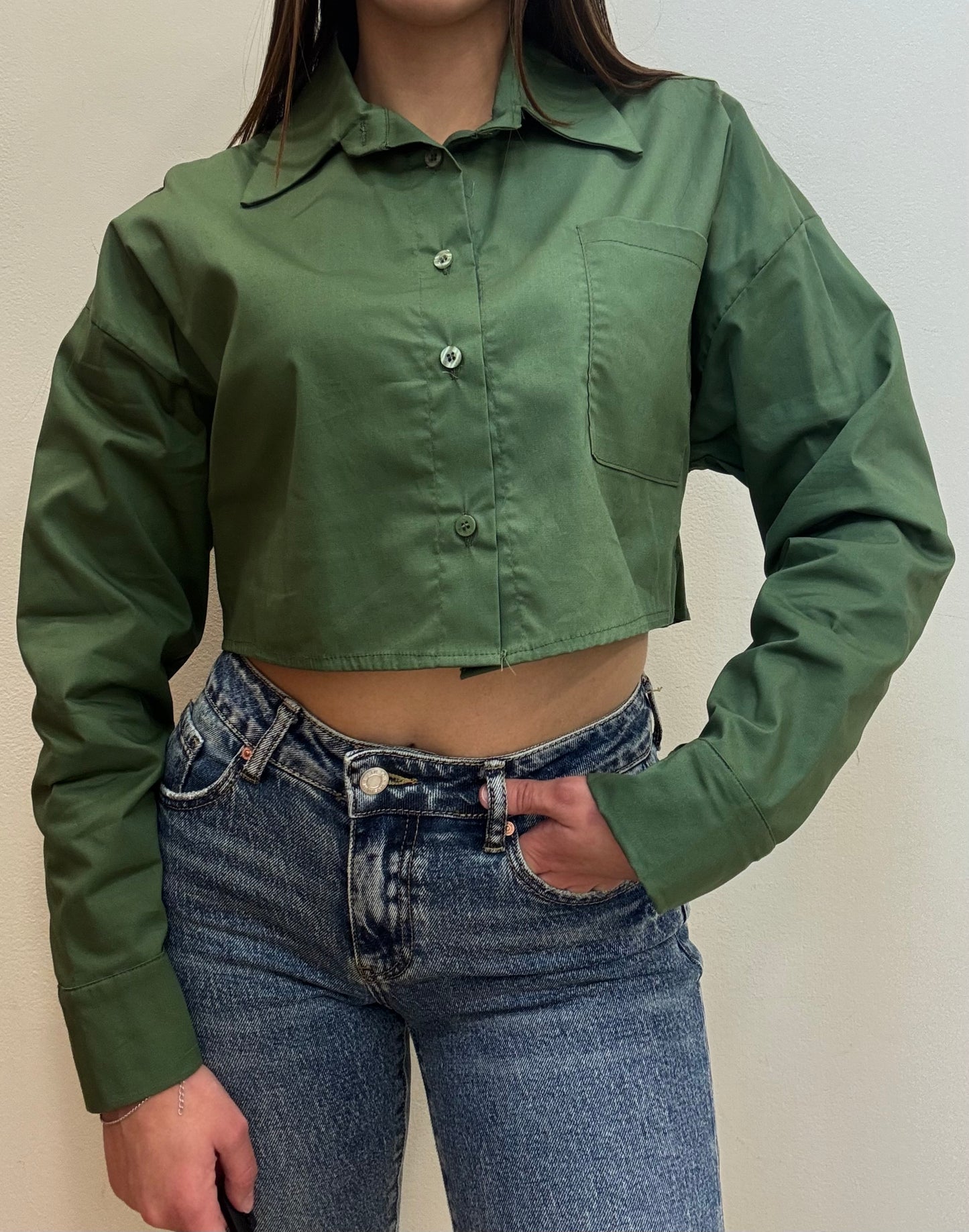 CAMICIA CROP IN COTONE
