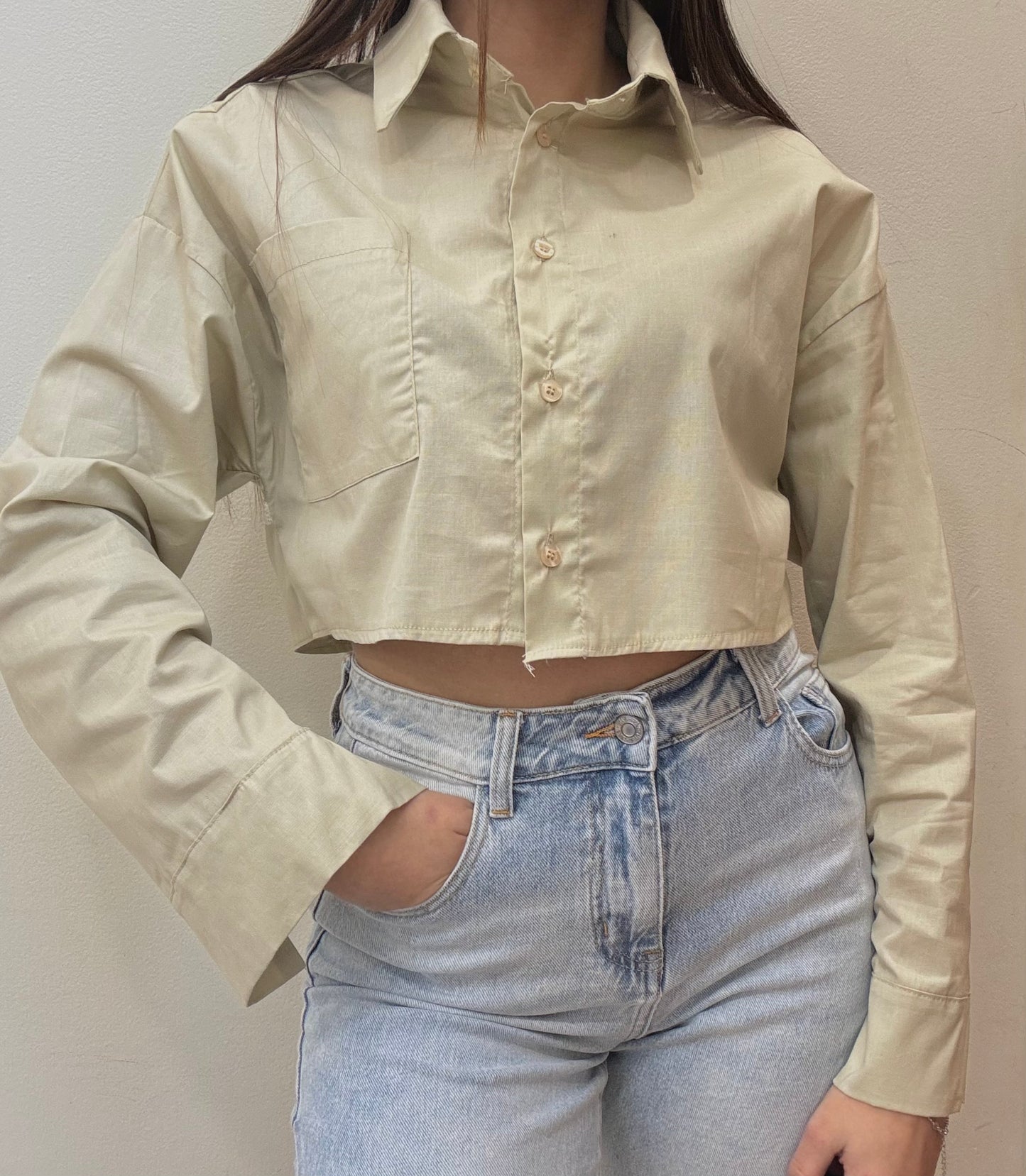 CAMICIA CROP IN COTONE