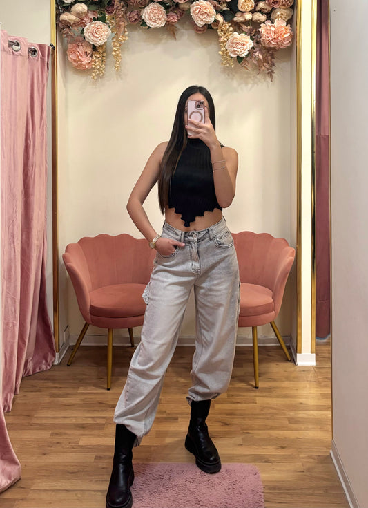 JEANS BUGGY DENIM GRIGIO