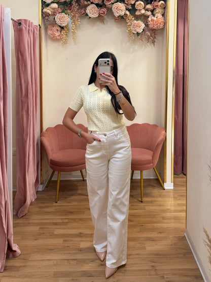 JEANS WIDE LEG BIANCO