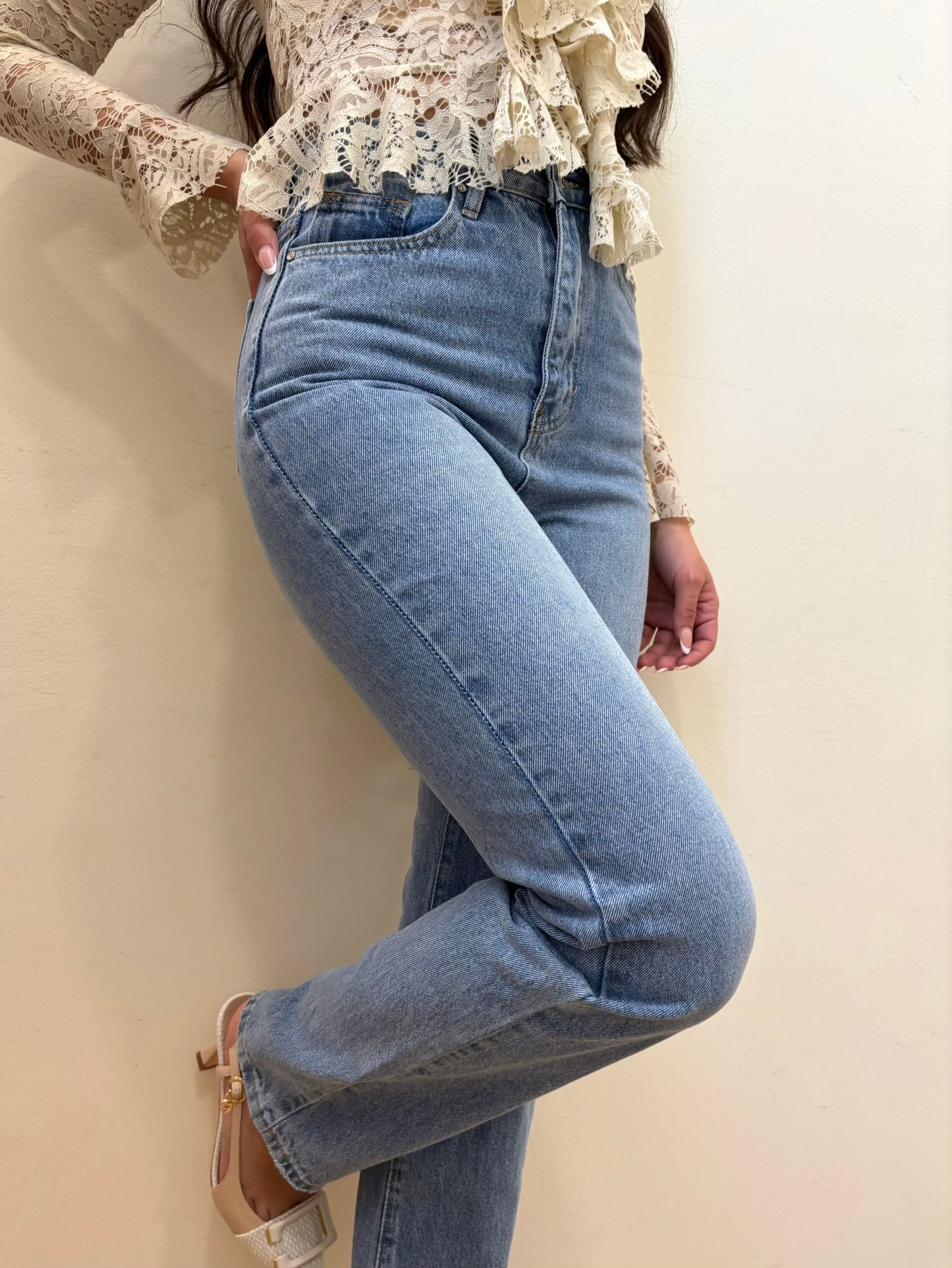 JEANS STRAIGHT DENIM CHIARO